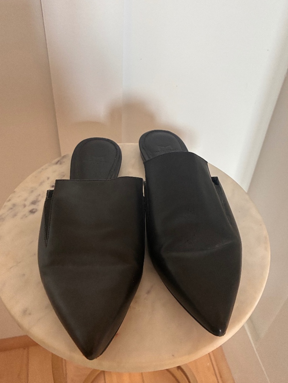 Marc Fisher black Shiloh pointed toe loafer mules